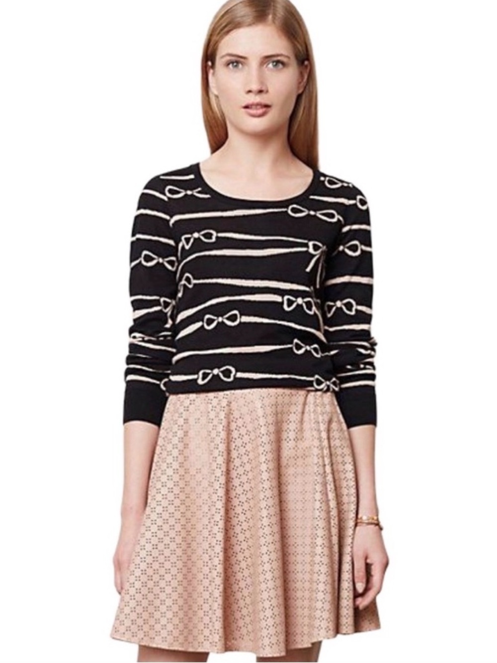 Anthropologie Sunday in Brooklyn Eyelet Mini Swing Skirt Sz 8 Blush Pink/Beige - Picture 16 of 16